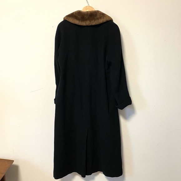 Vintage Camel Hair Opera Coat Black Fur Old Money Nordstrom Womens Medium - Picture 8 of 14